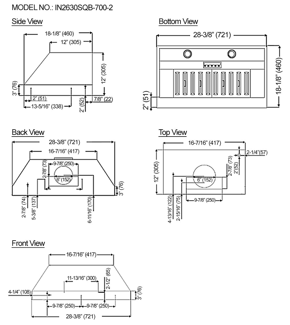 IN26 750 CFM Built-In Hood