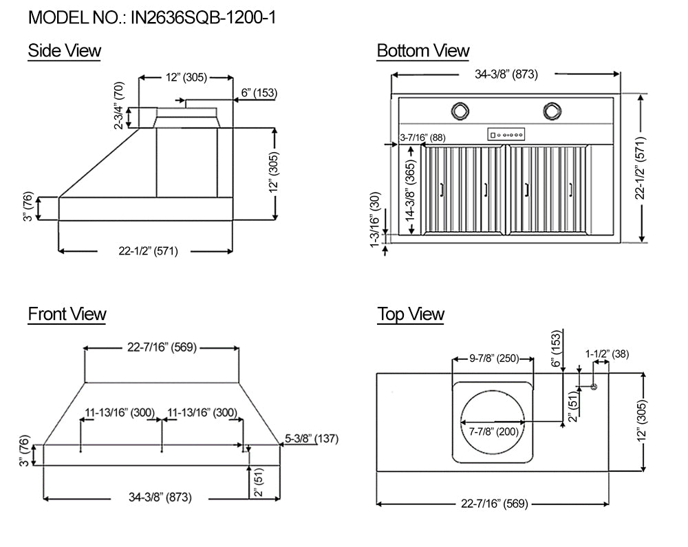 IN26 1200 CFM Built-In Hood