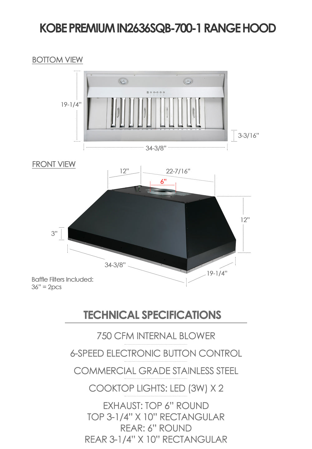 IN26 750 CFM Built-In Hood