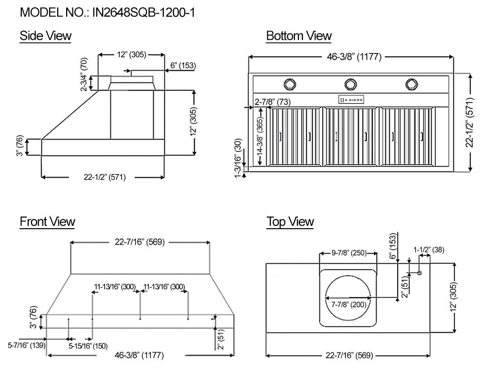 IN26 1200 CFM Built-In Hood