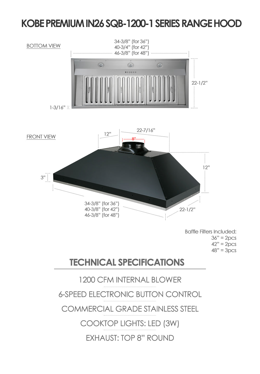 IN26 1200 CFM Built-In Hood