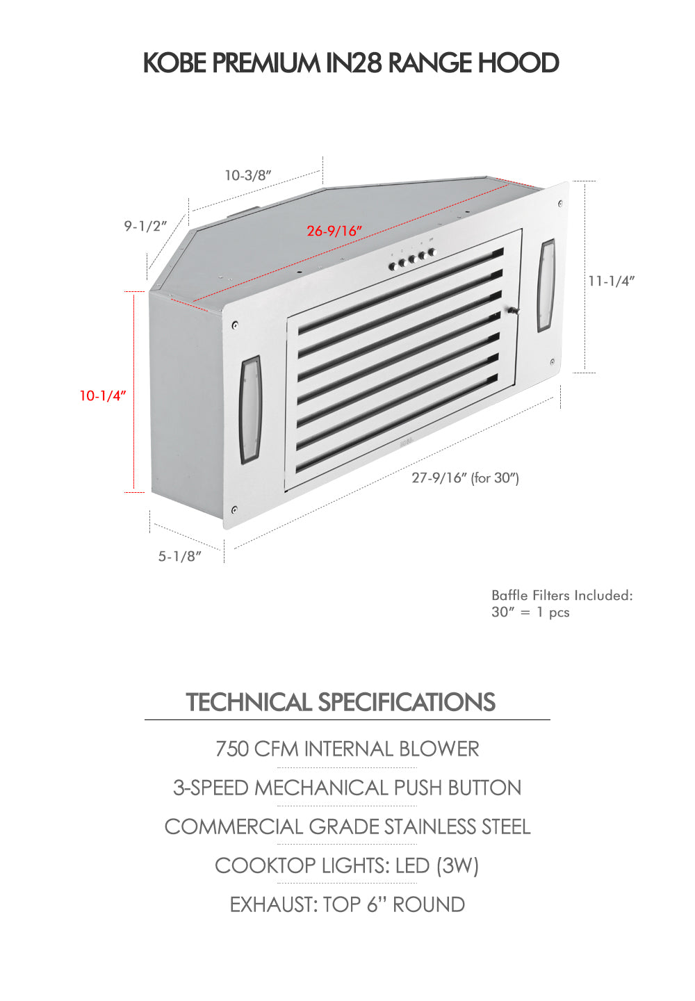 IN28 Built-In Hood (w/ Baffle)