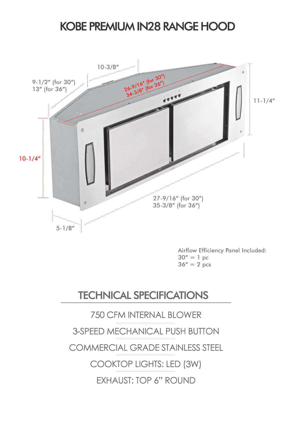 IN28 Built-In Hood (w/ Panel)