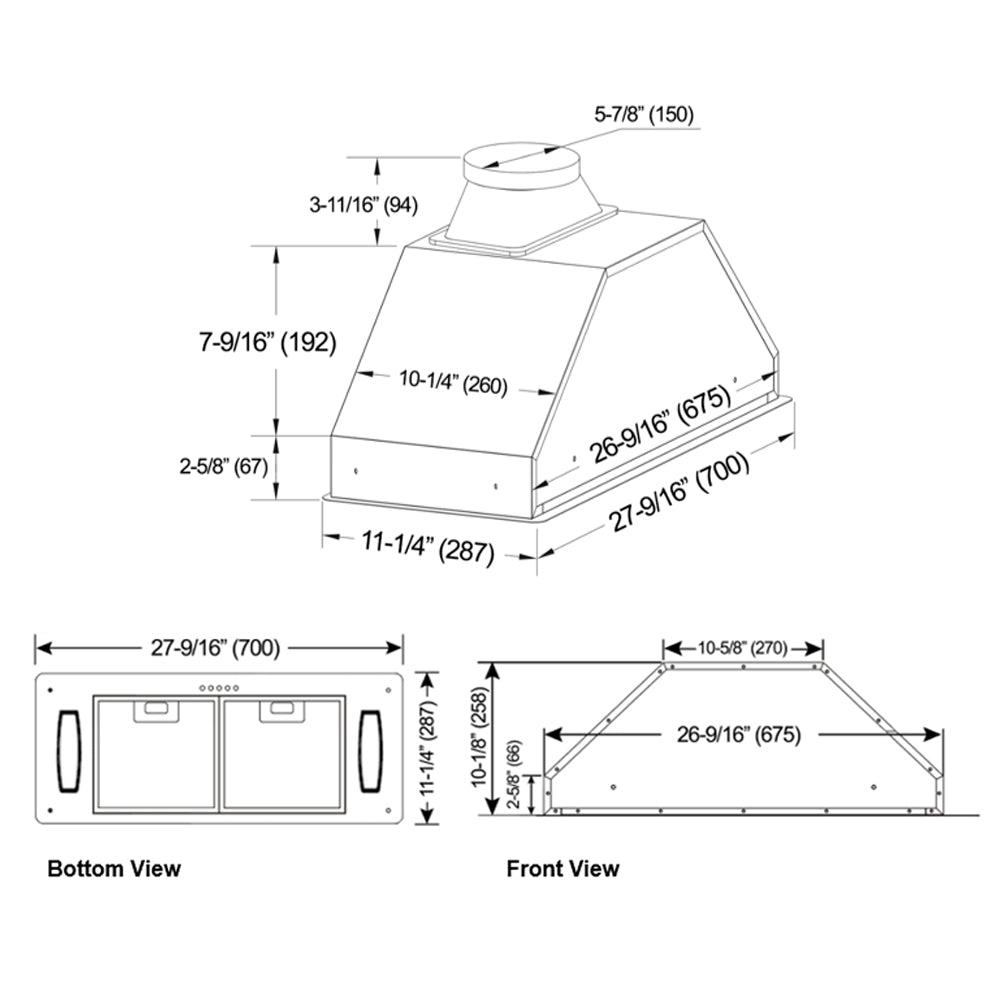 INX28 Built-In Hood (NEW GENERATION w/ Honeycomb Filter)