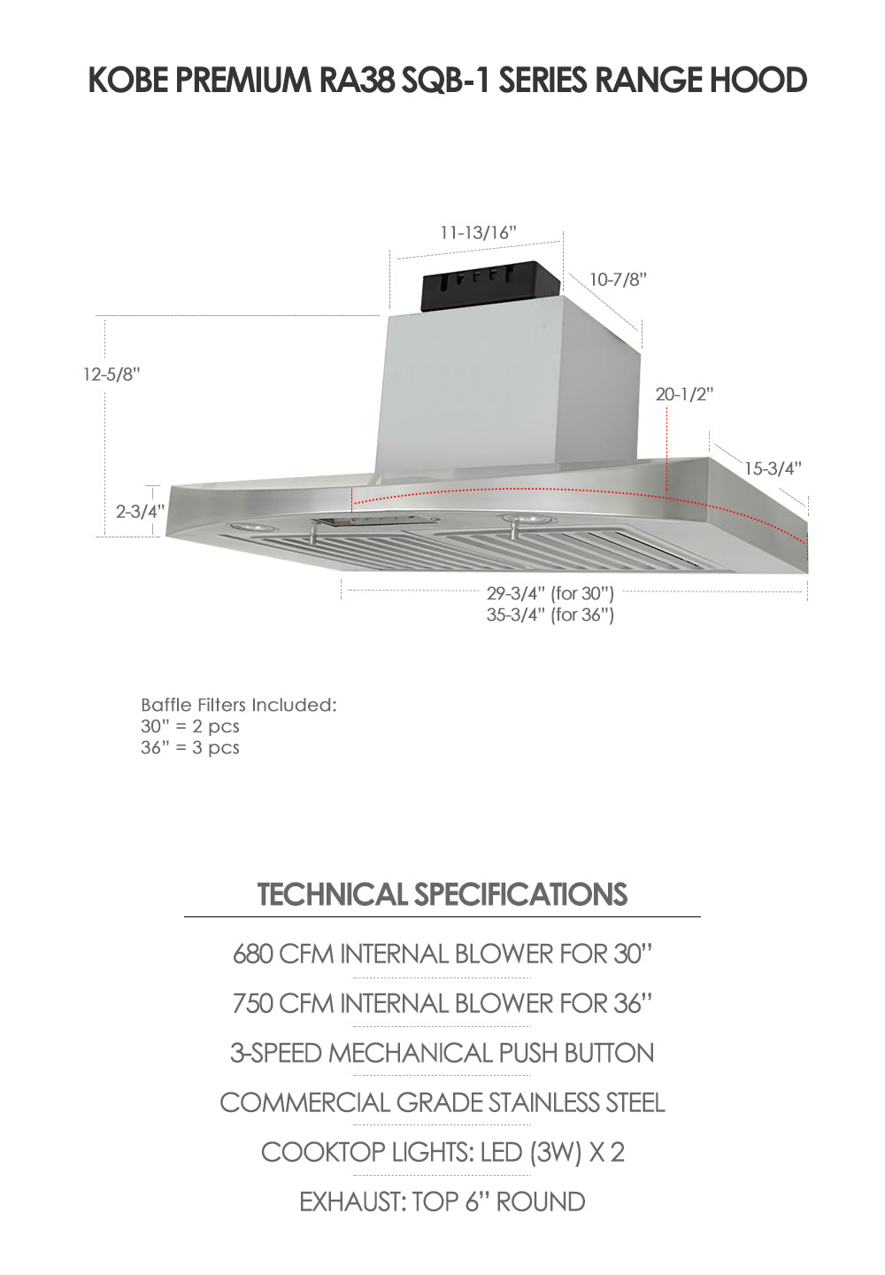 RA38 Under Cabinet Hood